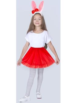 Карнавальный набор «Зайка с бантиком», ободок, юбка красная, 3-7 лет