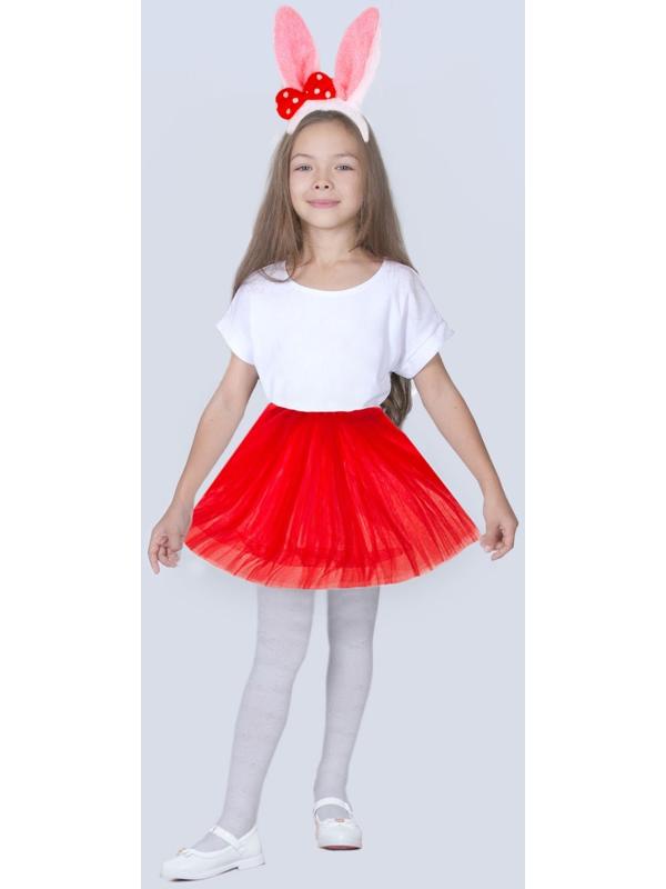 Карнавальный набор «Зайка с бантиком», ободок, юбка красная, 3-7 лет