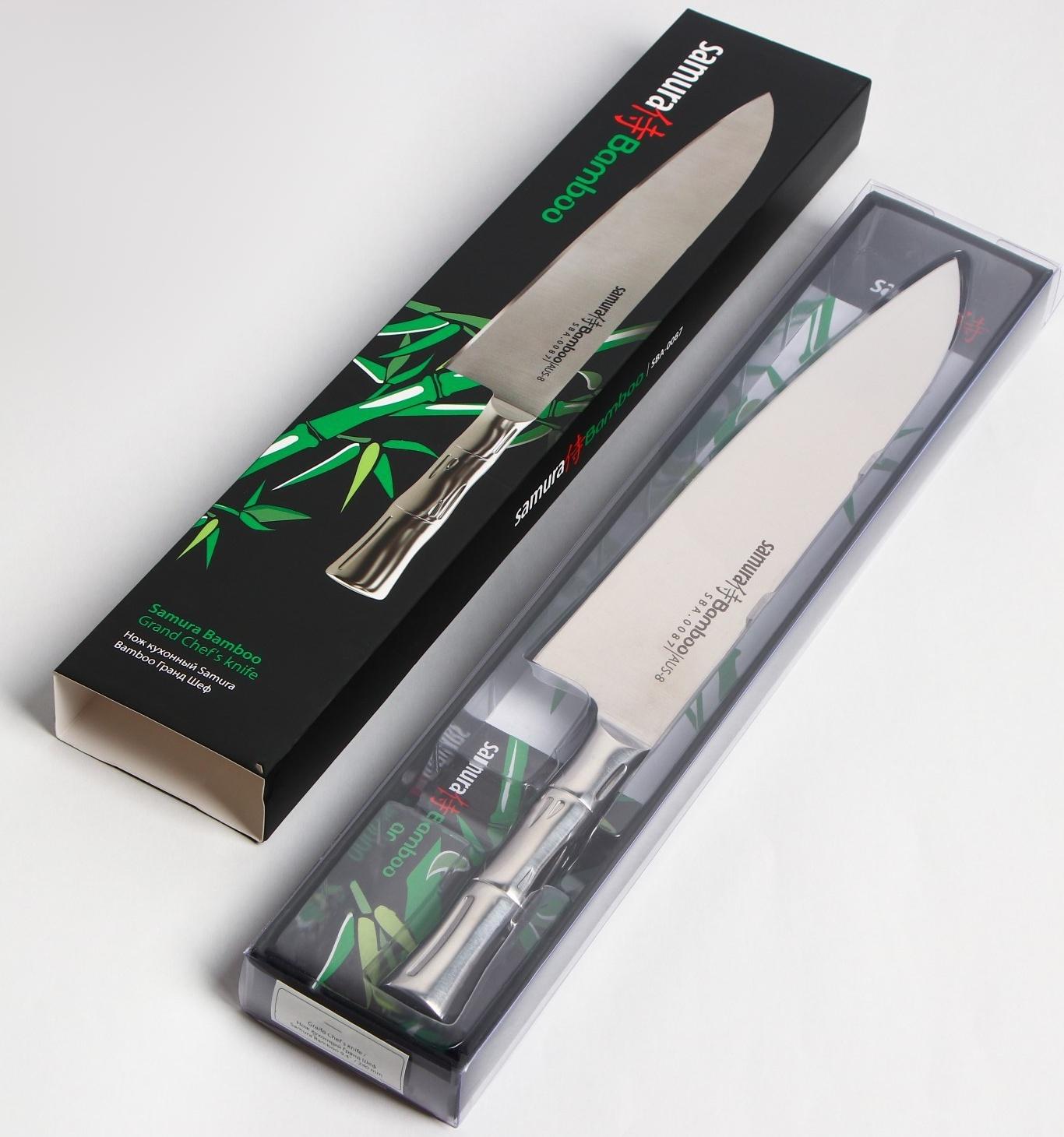 Нож кухонный Samura BAMBOO, шеф, лезвие 24 см, стальная рукоять