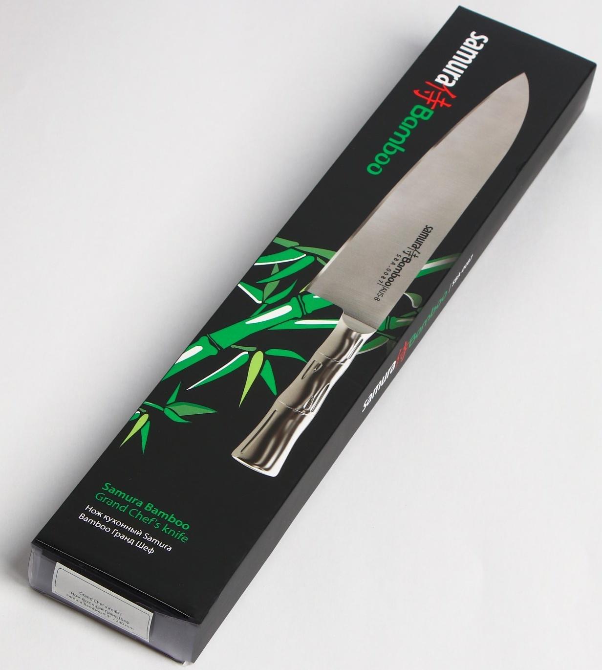 Нож кухонный Samura BAMBOO, шеф, лезвие 24 см, стальная рукоять