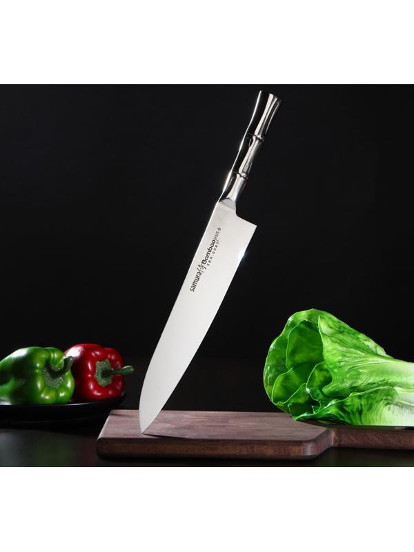 Нож кухонный Samura BAMBOO, шеф, лезвие 24 см, стальная рукоять