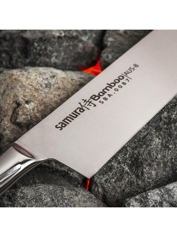 Нож кухонный Samura BAMBOO, шеф, лезвие 24 см, стальная рукоять