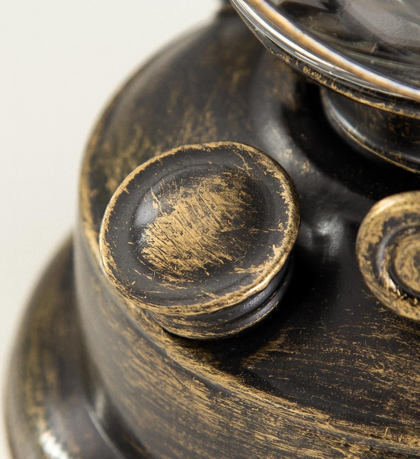 Керосиновая лампа декоративная черный с золотой патиной 14х18х27,5 см