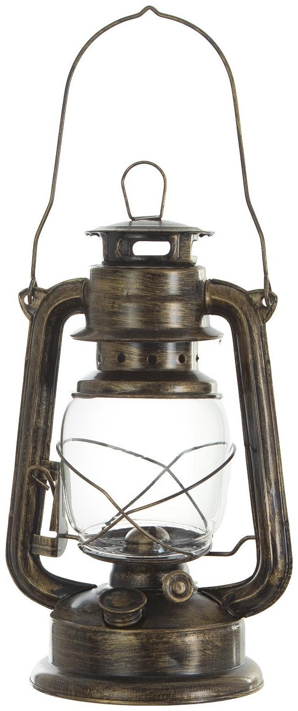 Керосиновая лампа декоративная черный с золотой патиной 14х18х27,5 см