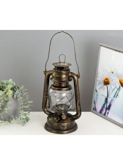 Керосиновая лампа декоративная черный с золотой патиной 14х18х27,5 см