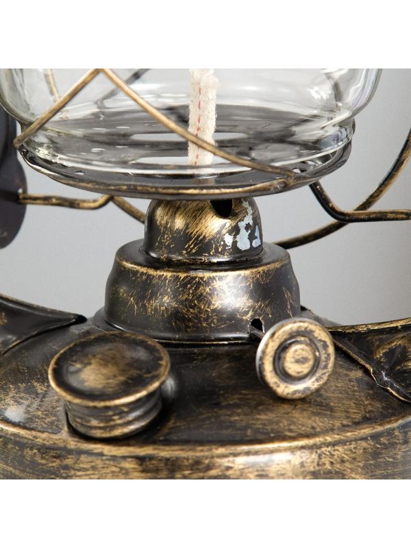 Керосиновая лампа декоративная черный с золотой патиной 14х18х27,5 см