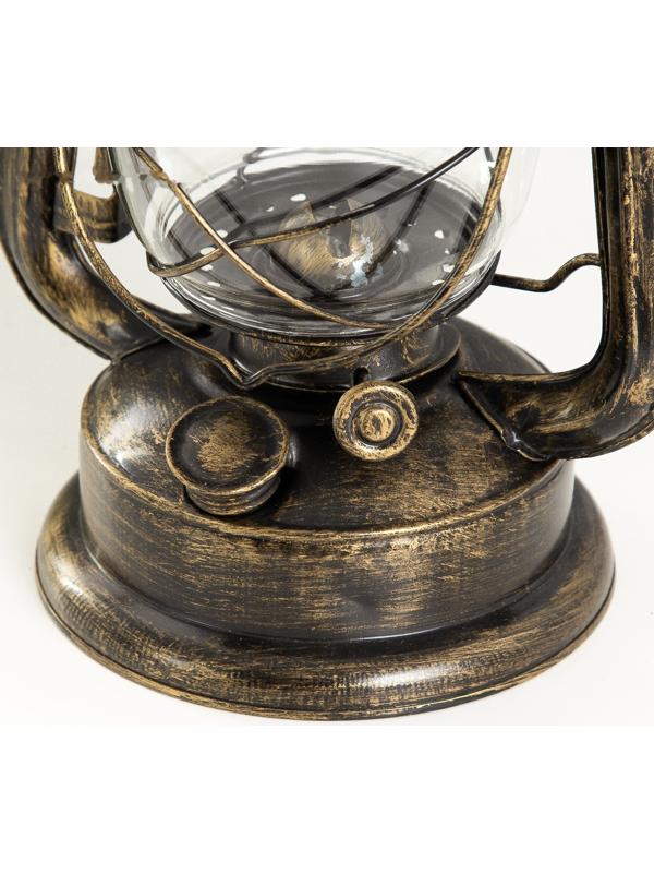 Керосиновая лампа декоративная черный с золотой патиной 14х18х27,5 см