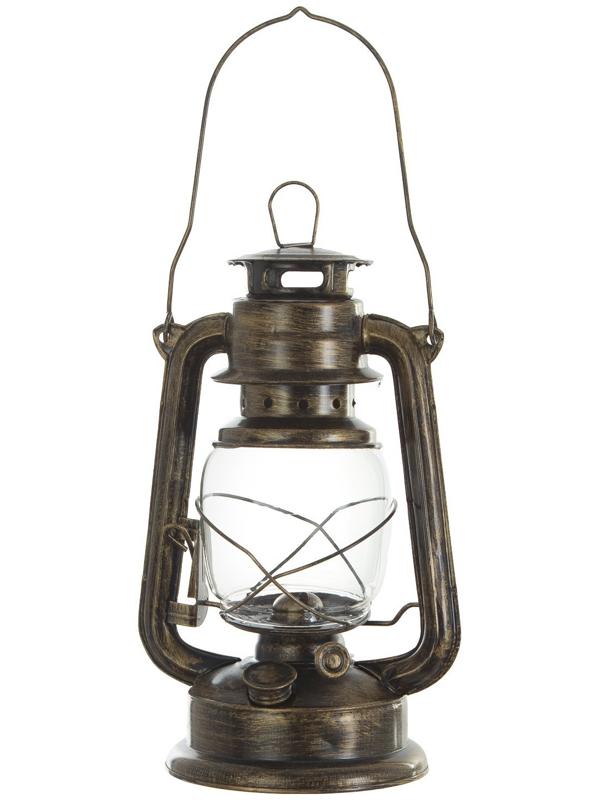 Керосиновая лампа декоративная черный с золотой патиной 14х18х27,5 см