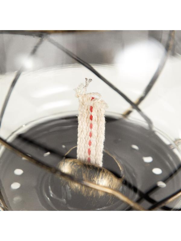 Керосиновая лампа декоративная черный с золотой патиной 14х18х27,5 см