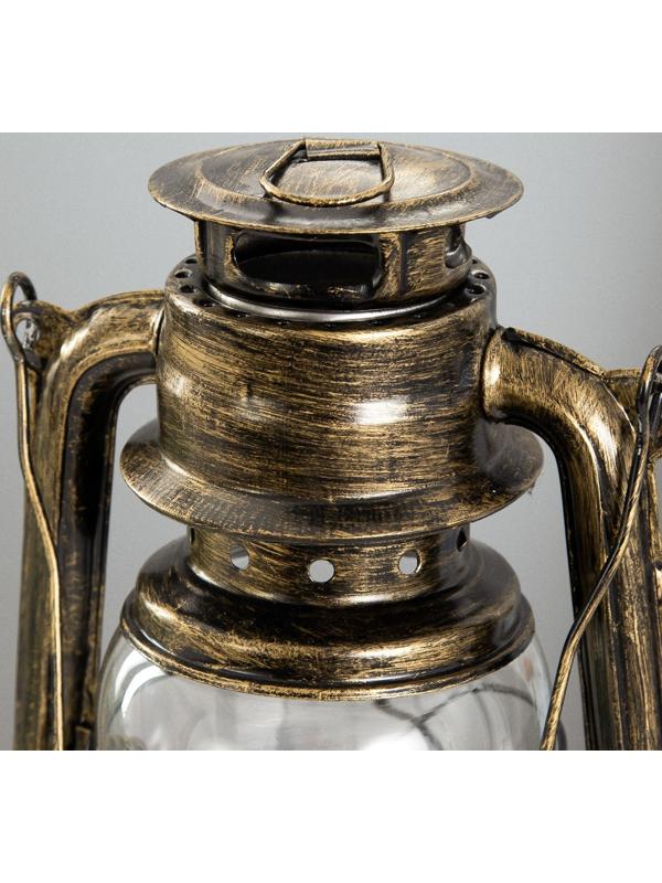 Керосиновая лампа декоративная черный с золотой патиной 14х18х27,5 см