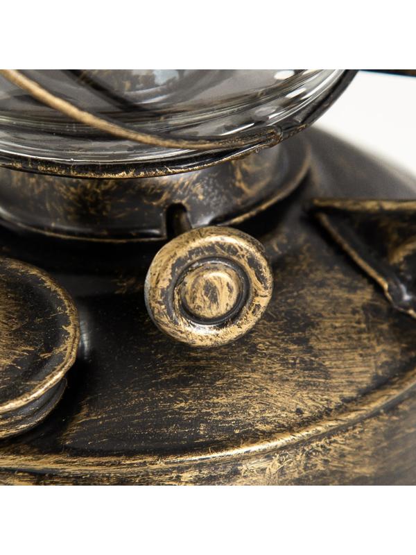 Керосиновая лампа декоративная черный с золотой патиной 14х18х27,5 см