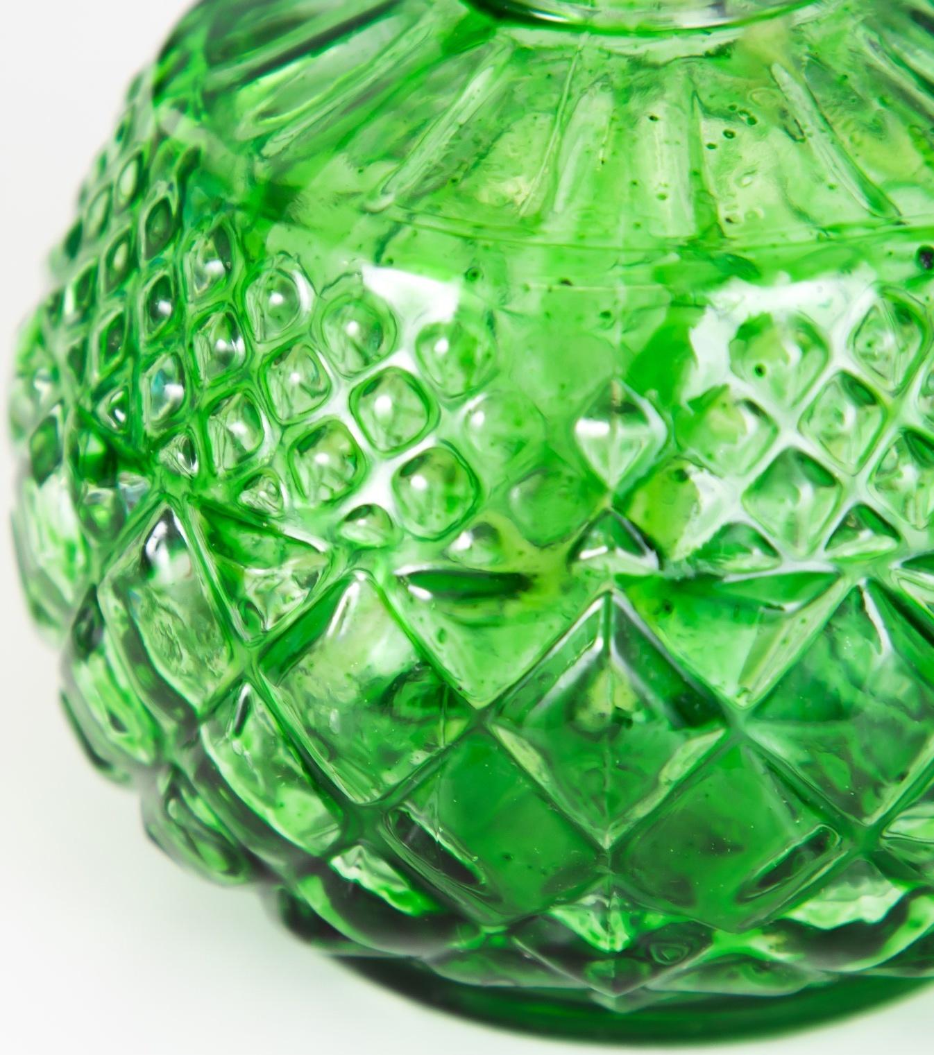 Керосиновая лампа декоративная зеленый 8,5х8,5х19 см