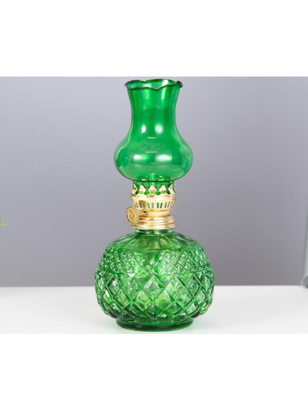 Керосиновая лампа декоративная зеленый 8,5х8,5х19 см