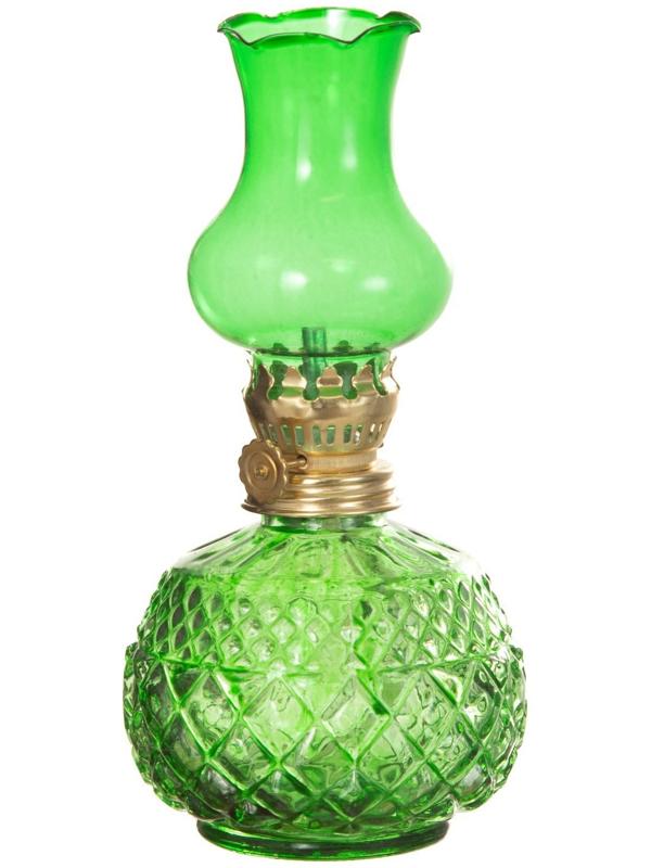 Керосиновая лампа декоративная зеленый 8,5х8,5х19 см