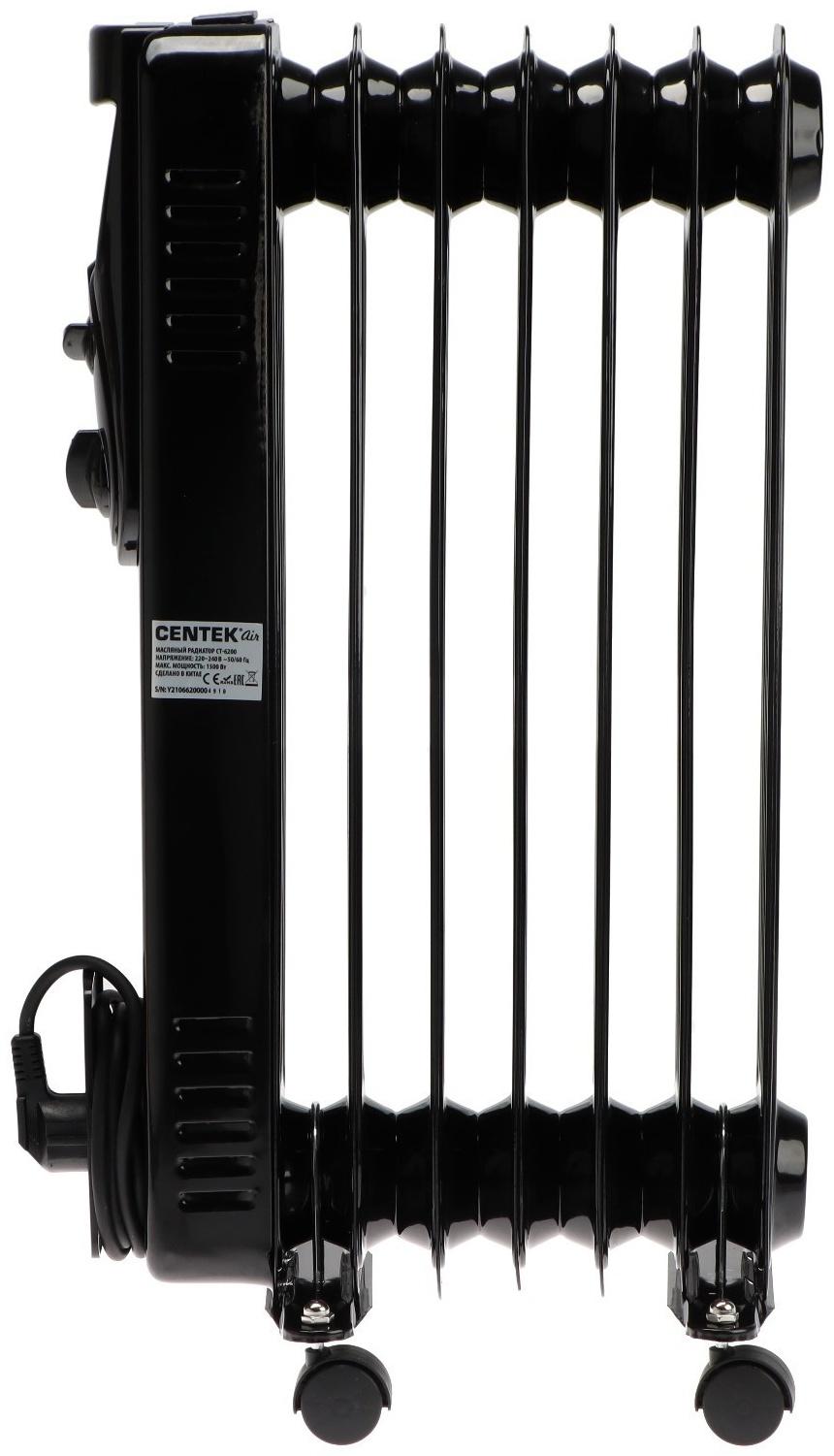 Обогреватель Centek CT-6200, масляный, напольный, 1500 Вт, 15 м², 7 секций, чёрный