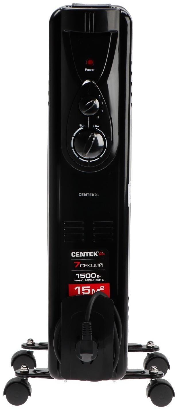 Обогреватель Centek CT-6200, масляный, напольный, 1500 Вт, 15 м², 7 секций, чёрный