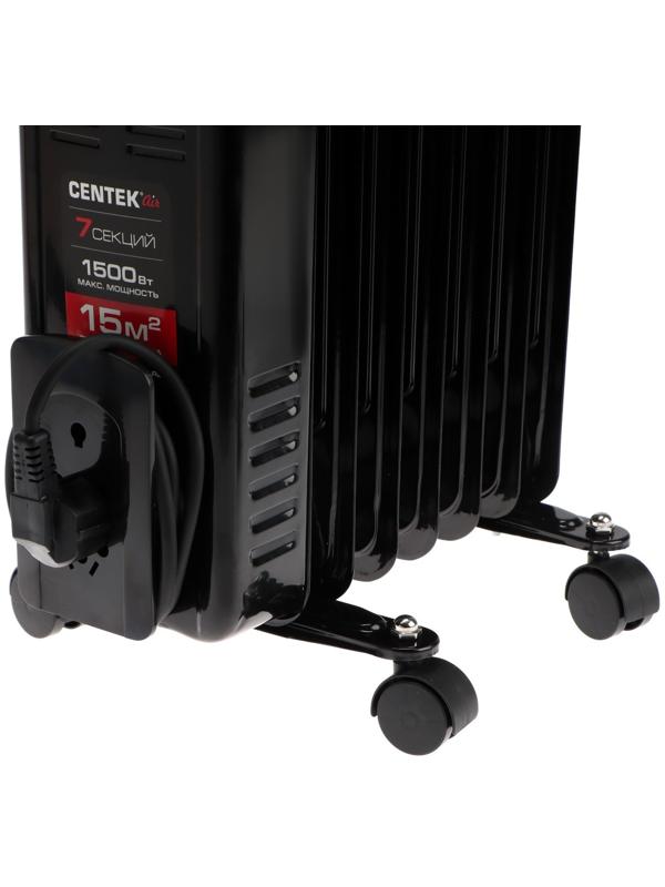 Обогреватель Centek CT-6200, масляный, напольный, 1500 Вт, 15 м², 7 секций, чёрный