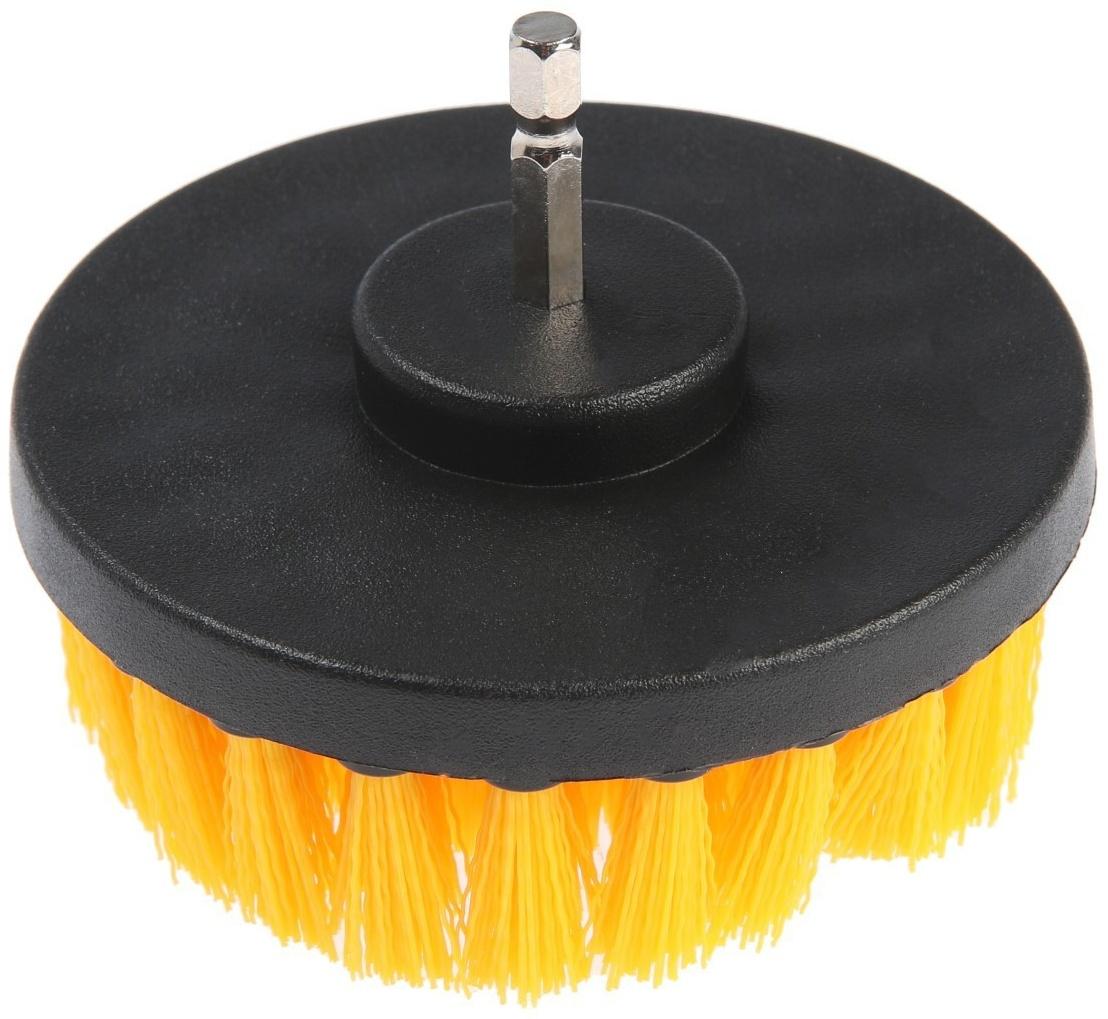 Насадка щетка на шуруповерт ТУНДРА, d=100 мм, высота 25 мм, шестигранный хвостовик