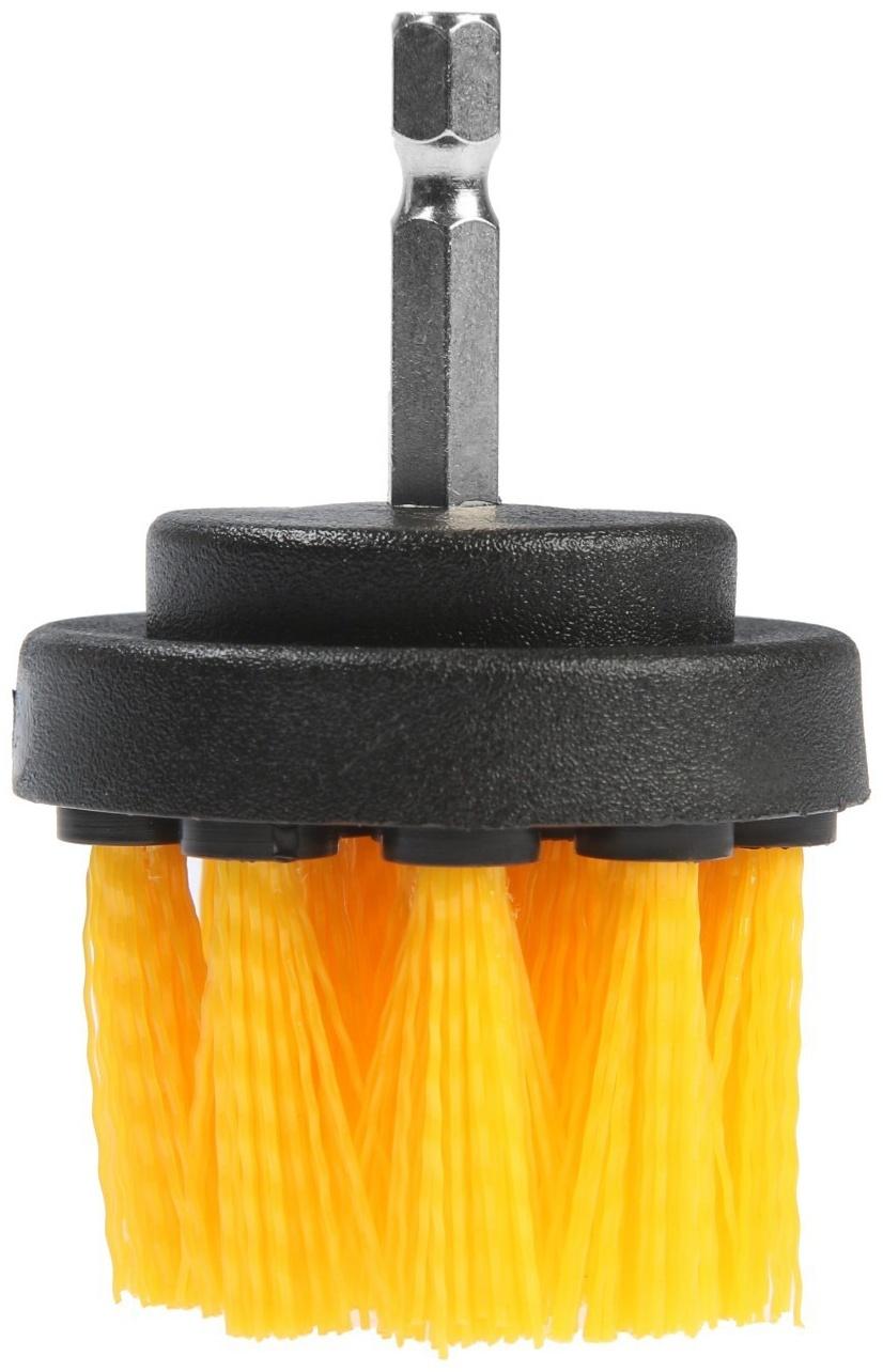 Насадка щетка на шуруповерт ТУНДРА, d=50 мм, высота 25 мм, шестигранный хвостовик