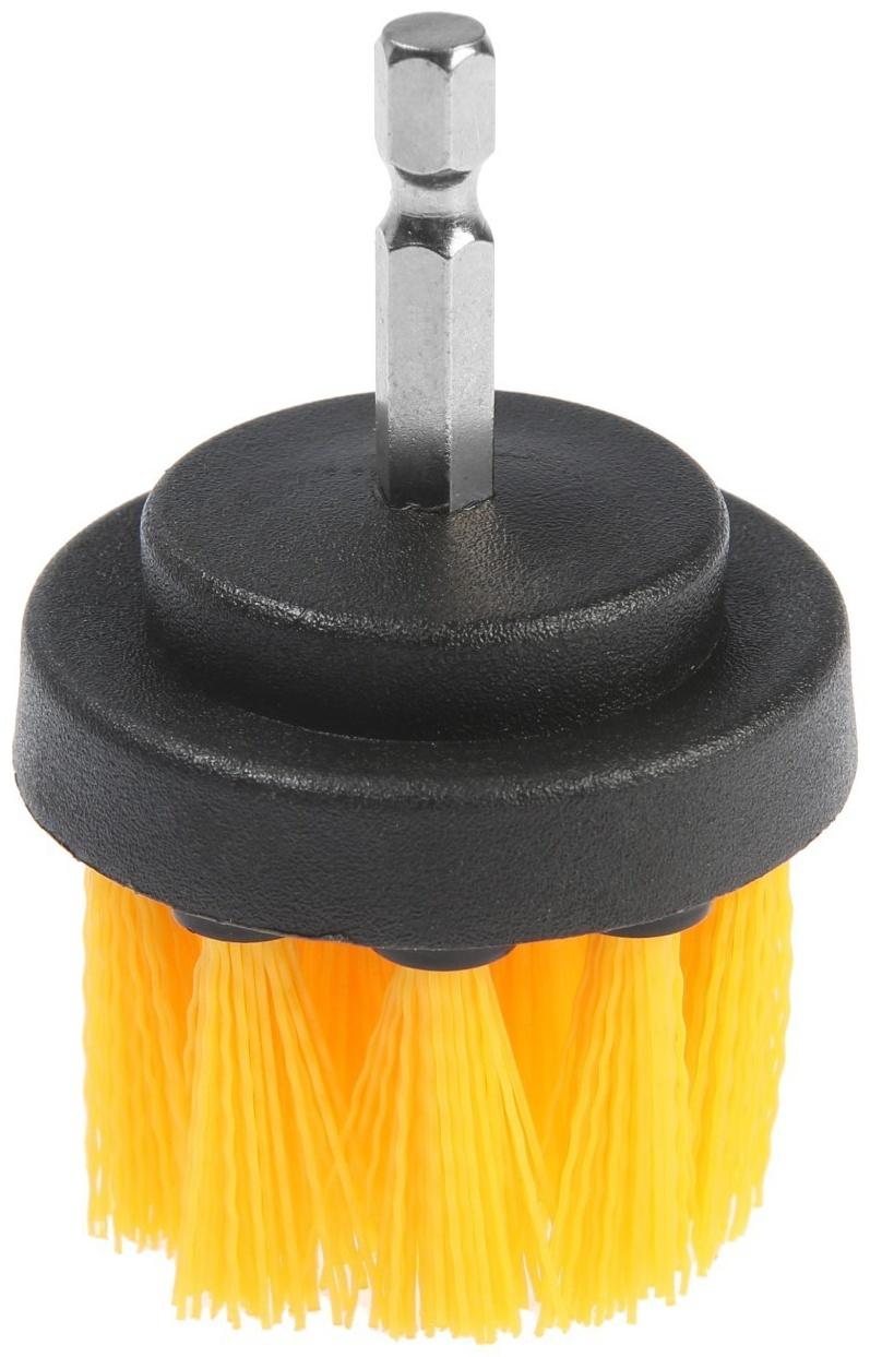 Насадка щетка на шуруповерт ТУНДРА, d=50 мм, высота 25 мм, шестигранный хвостовик