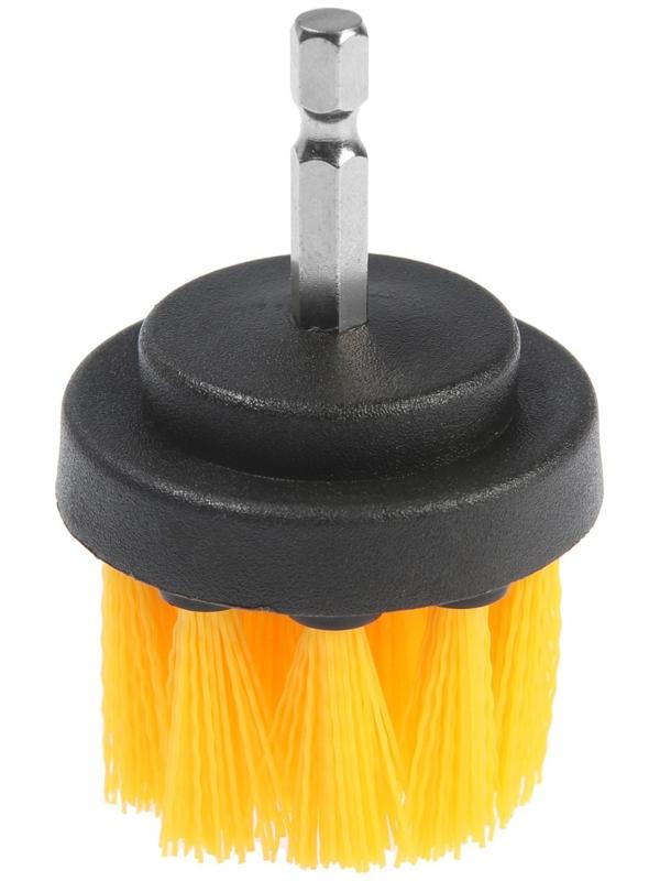 Насадка щетка на шуруповерт ТУНДРА, d=50 мм, высота 25 мм, шестигранный хвостовик