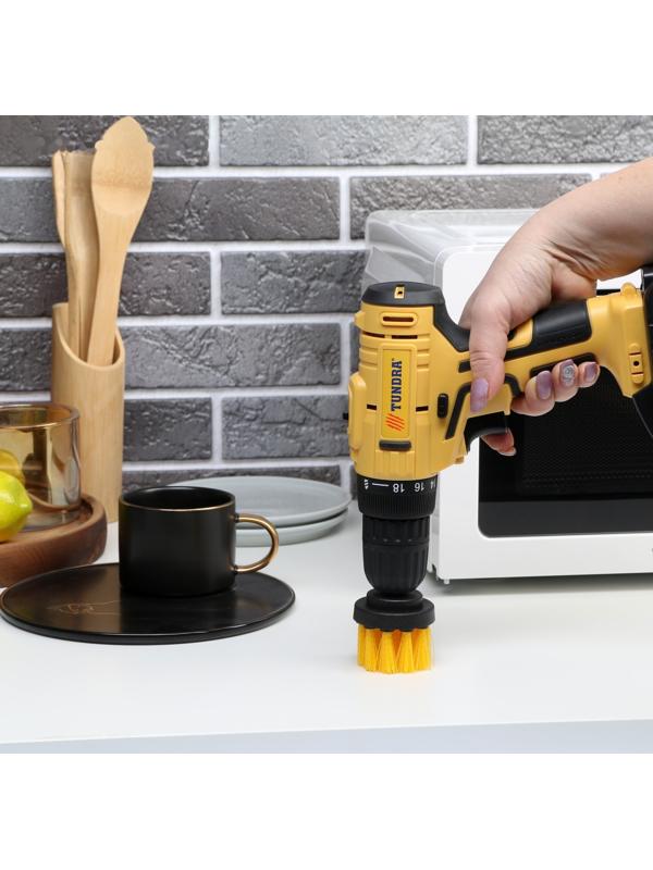 Насадка щетка на шуруповерт ТУНДРА, d=50 мм, высота 25 мм, шестигранный хвостовик