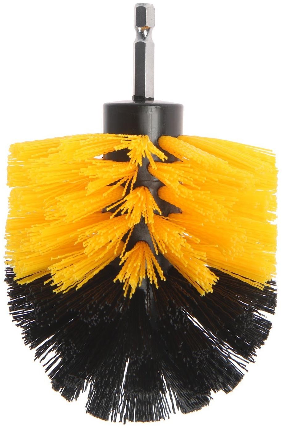 Насадка щетка на шуруповерт ТУНДРА, d=85 мм, высота 125 мм, шестигранный хвостовик