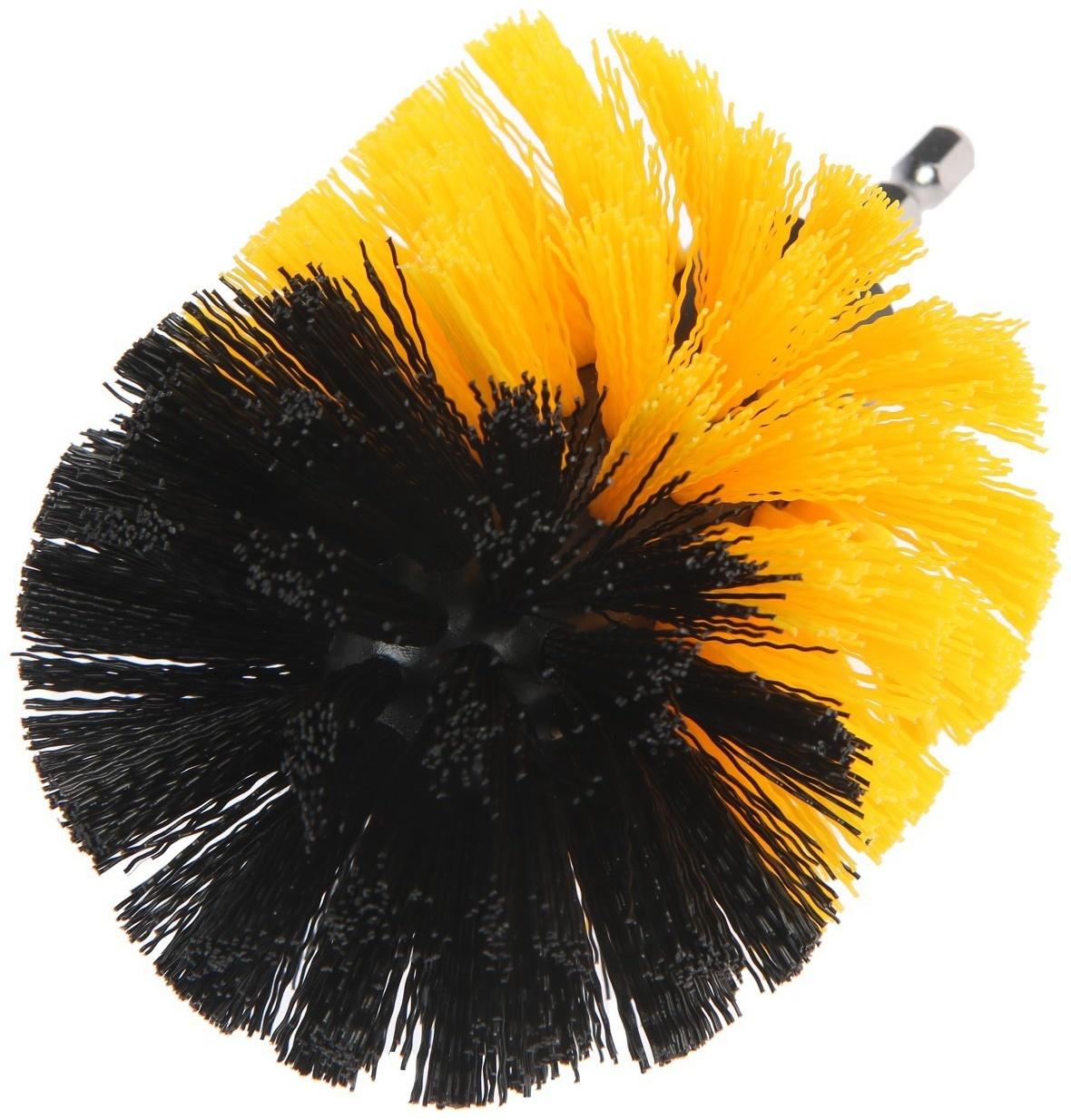 Насадка щетка на шуруповерт ТУНДРА, d=85 мм, высота 125 мм, шестигранный хвостовик