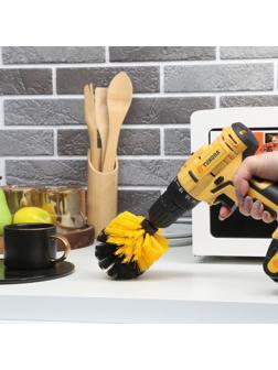 Насадка щетка на шуруповерт ТУНДРА, d=85 мм, высота 125 мм, шестигранный хвостовик