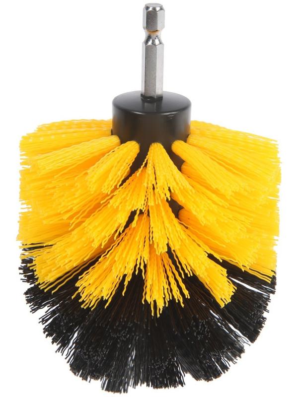 Насадка щетка на шуруповерт ТУНДРА, d=85 мм, высота 125 мм, шестигранный хвостовик