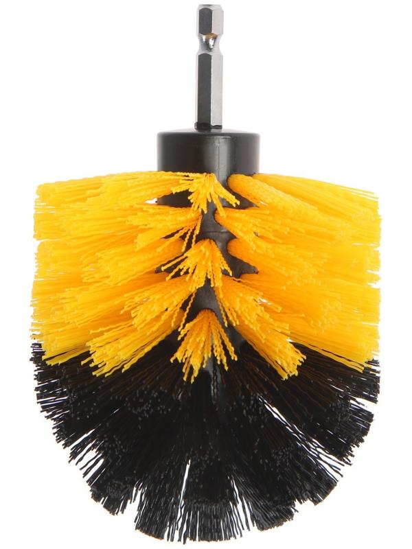 Насадка щетка на шуруповерт ТУНДРА, d=85 мм, высота 125 мм, шестигранный хвостовик