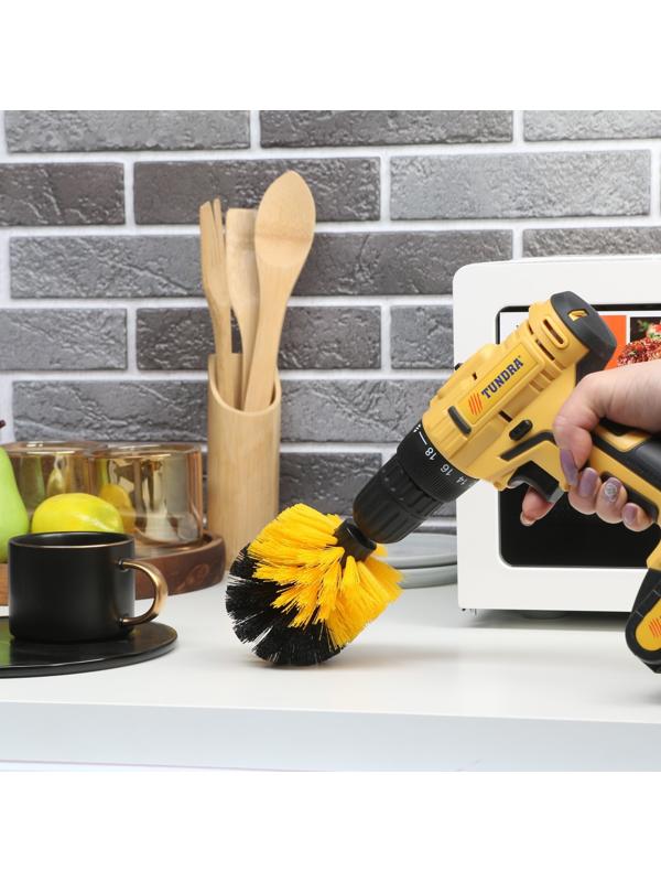 Насадка щетка на шуруповерт ТУНДРА, d=85 мм, высота 125 мм, шестигранный хвостовик