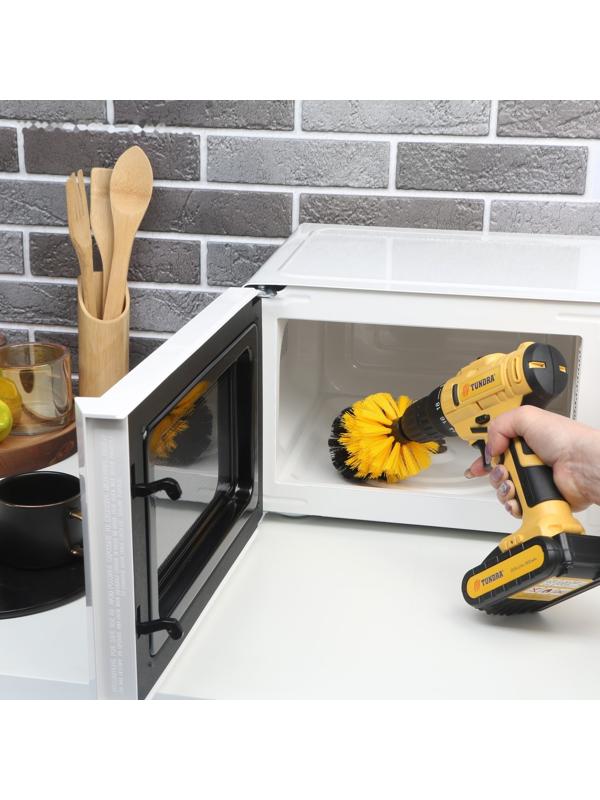 Насадка щетка на шуруповерт ТУНДРА, d=85 мм, высота 125 мм, шестигранный хвостовик