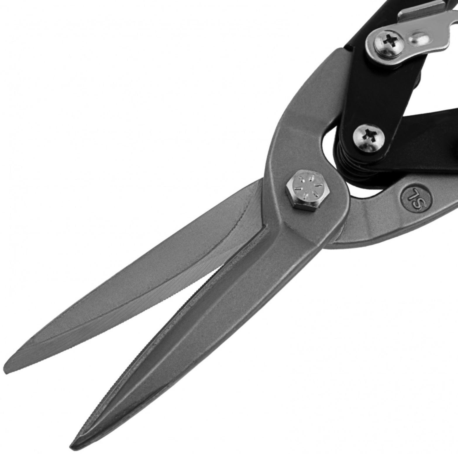 Ножницы по металлу Сибртех 78339, удлиненные, 2К рукоятки, пряморежущие, до 0.8 мм, 285 мм