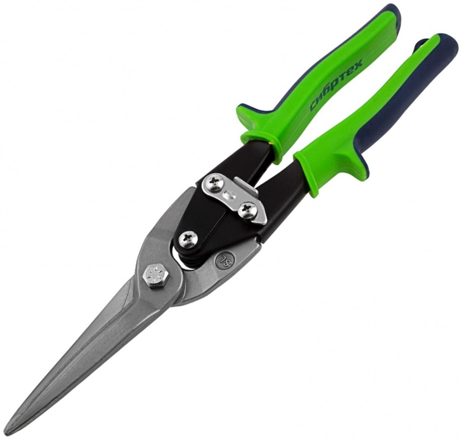 Ножницы по металлу Сибртех 78339, удлиненные, 2К рукоятки, пряморежущие, до 0.8 мм, 285 мм