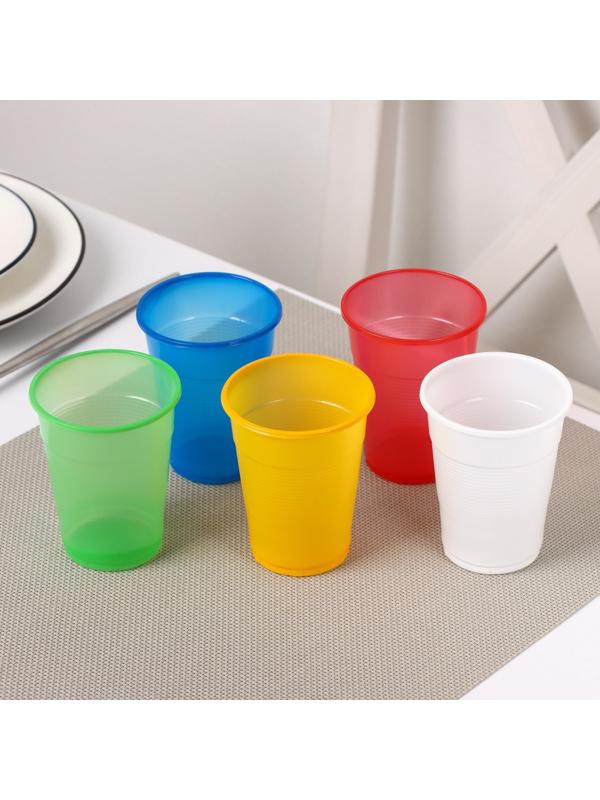 Стаканы одноразовые «Для отдыха», 200 мл, в наборе 5 шт, цвет МИКС