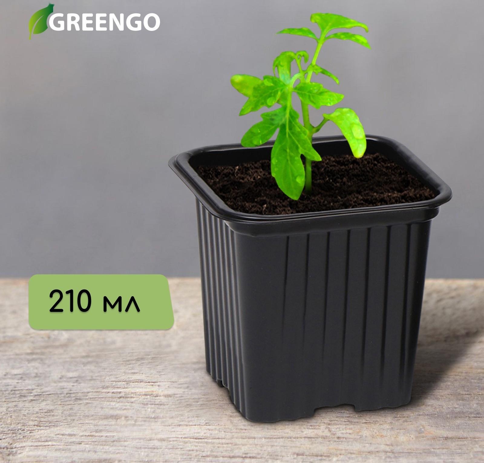 Горшок для рассады, 210 мл, 7 × 5 × 6,5 см, набор 5 шт., чёрный