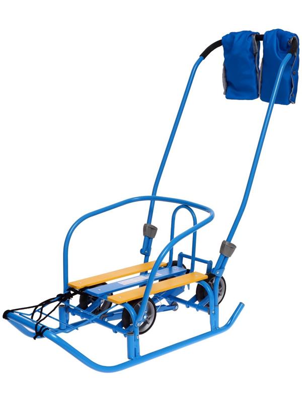 Санки «Ветерок 7 универсал», с рукавичками, цвет голубой