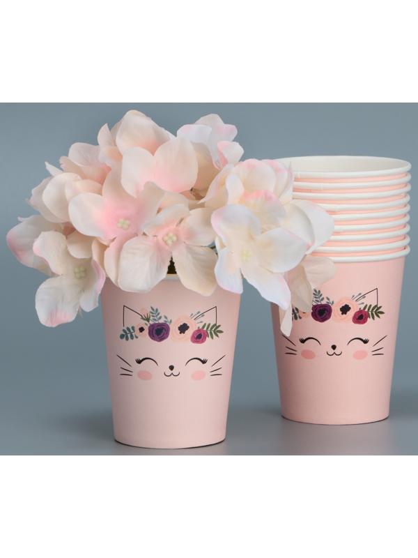 Стакан для цветов «Котик», 8,5 х 5,5 х 9 см