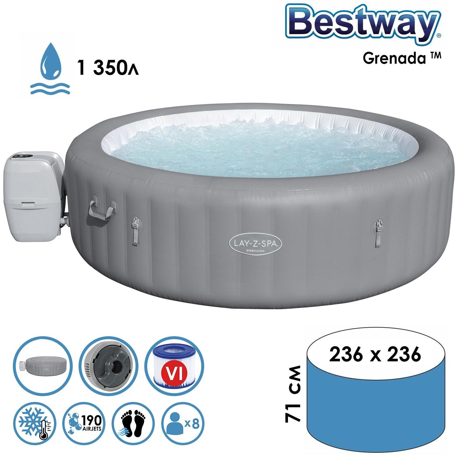 СПА бассейн Grenada Airjet, 236 х 71 см, гидромассаж, 60135
