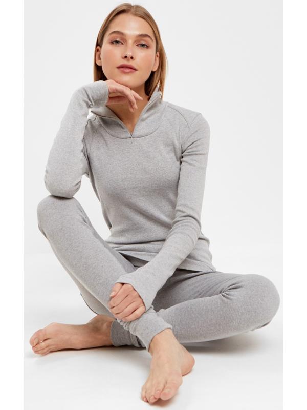Термобельё женское (лонгслив, лосины) MINAKU цвет серый меланж, размер 52