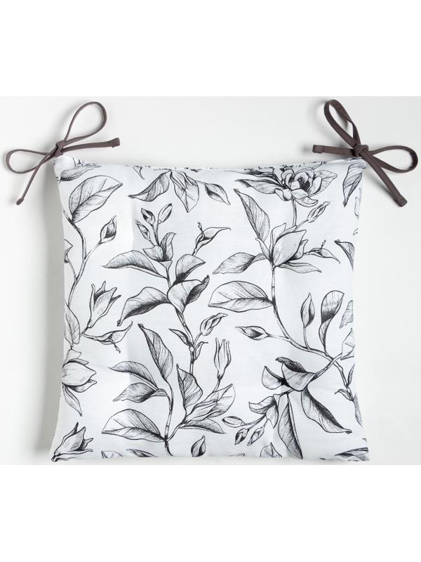 Сидушка на стул Доляна Plant leaves  42х42 см, 100% хл, рогожка 164 г/м2