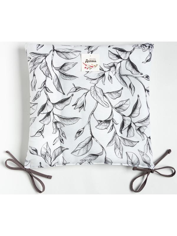Сидушка на стул Доляна Plant leaves  42х42 см, 100% хл, рогожка 164 г/м2