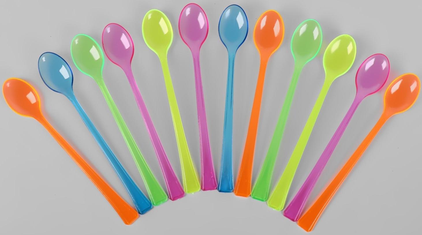 Ложки пластиковые, в наборе 12 штук, цвета МИКС