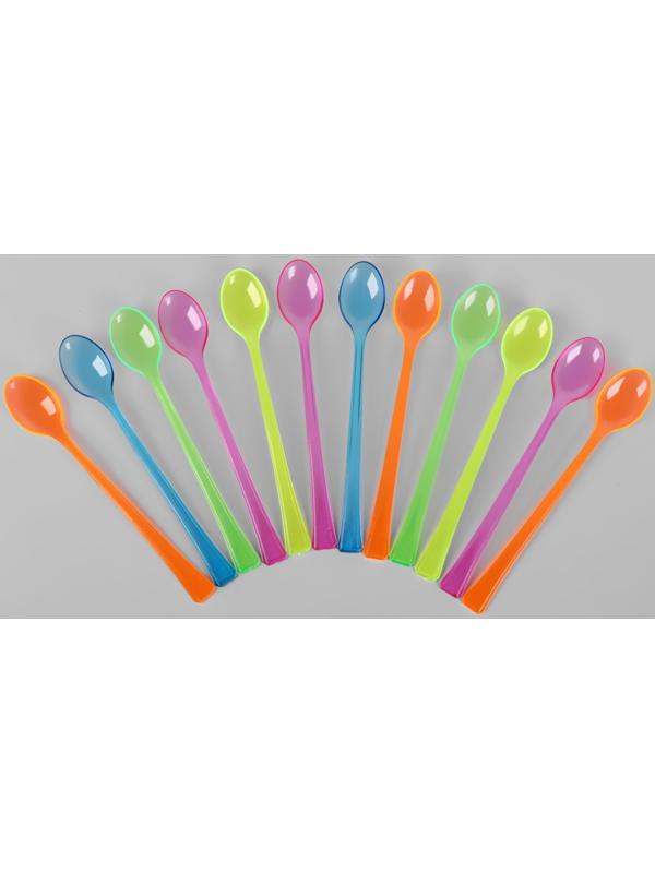 Ложки пластиковые, в наборе 12 штук, цвета МИКС