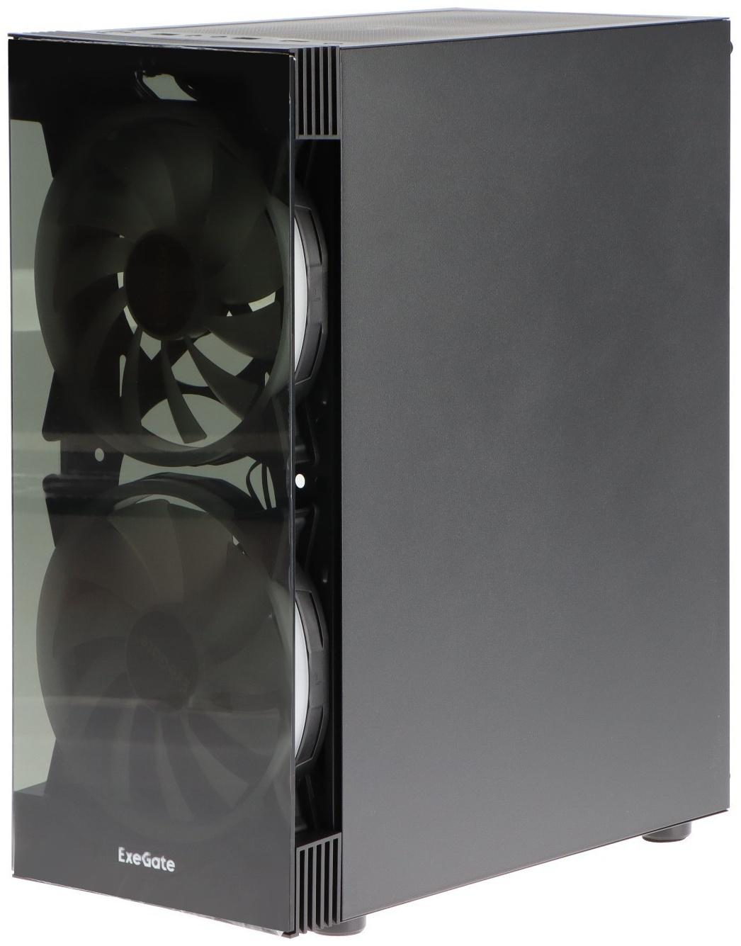 Корпус ExeGate Miditower i3 MATRIX, без БП, ATX, 2хUSB 2.0, 1хUSB 3.0, подсветка, чёрный