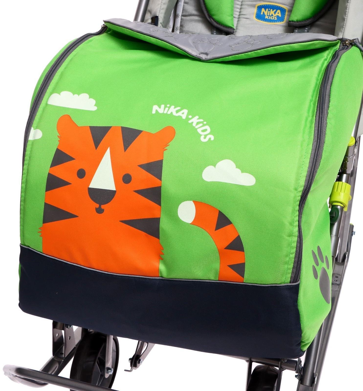 Санки-коляска «Наши детки 4-2», цвет лимонный, рисунок с тигром