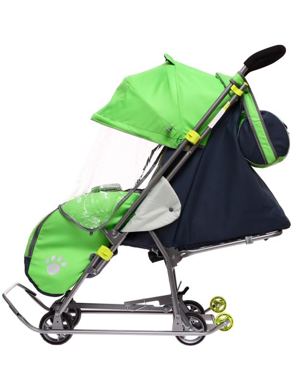 Санки-коляска «Наши детки 4-2», цвет лимонный, рисунок с тигром