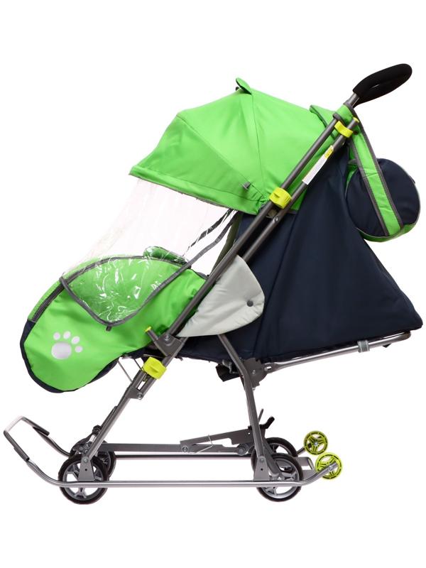 Санки-коляска «Наши детки 4-2», цвет лимонный, рисунок с тигром