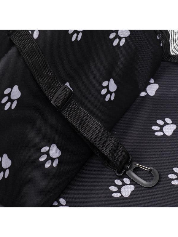 Автокресло для животных 40*30*25 см, чёрное с белыми лапками